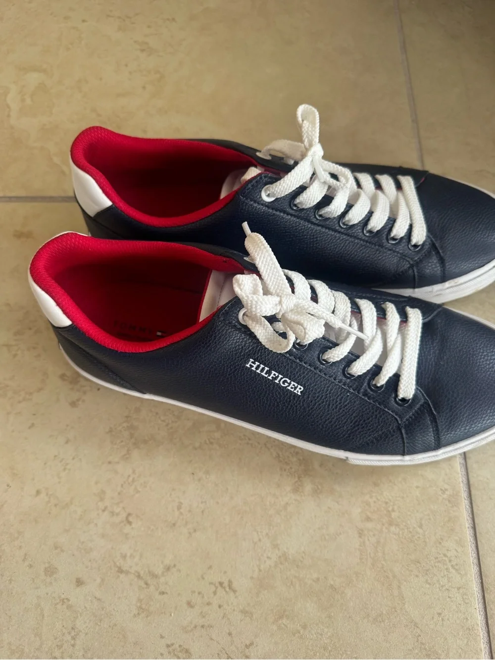 Tommy Hilfiger Navy Sneakers with Red Interior and White Laces